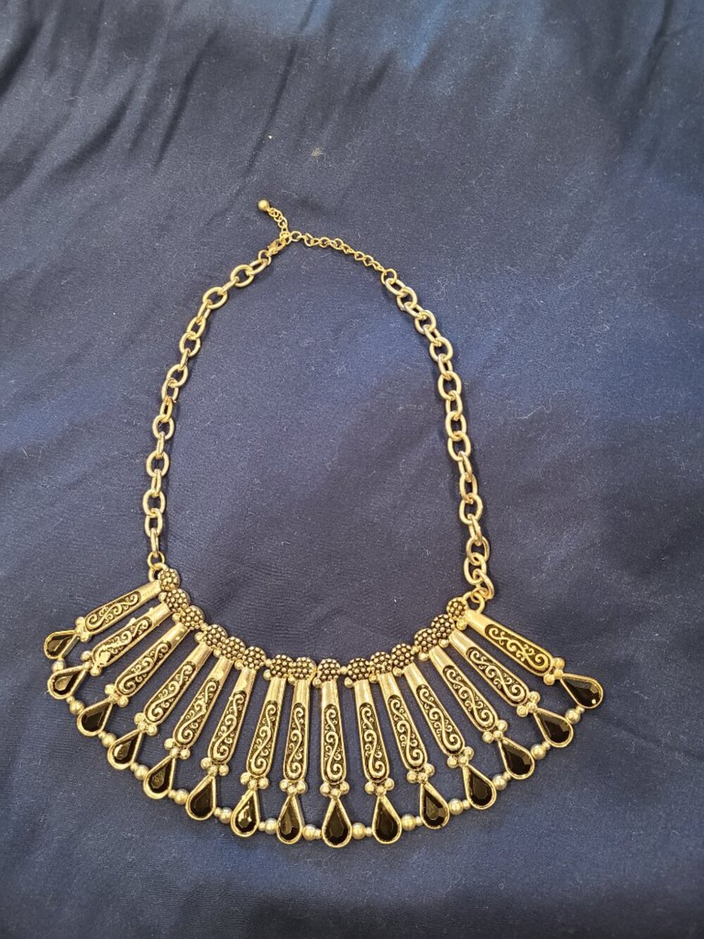 Vintage Grecian Style Necklace Gold and Black